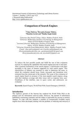 Comparison of Search Engines