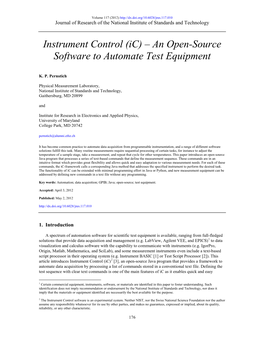 Instrument Control (Ic) – an Open-Source Software to Automate Test Equipment