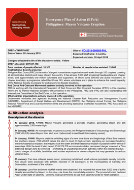 Emergency Plan of Action (Epoa) Philippines: Mayon Volcano Eruption