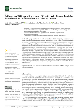 Influence of Nitrogen Sources on D-Lactic Acid Biosynthesis By