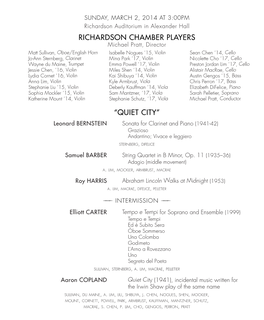 Richardson Chamber Players “Quiet City”