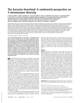 A Continental Perspective on Y-Chromosome Diversity