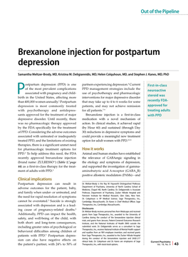 Brexanolone Injection for Postpartum Depression