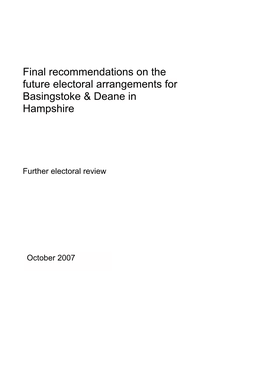 Final Recommendations on the Future Electoral Arrangements for Basingstoke & Deane in Hampshire