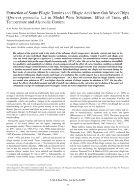 (Quercus Pyrenaica L.) in Model Wine Solutions: Effect of Time, Ph, Temperature and Alcoholic Content