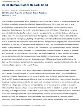 2008 Human Rights Report: Chad 2008 Human Rights Report: Chad