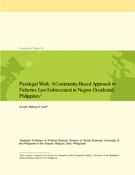 Paralegal Work: a Community-Based Approach to Fisheries Law Enforcement in Negros Occidental, Philippines1