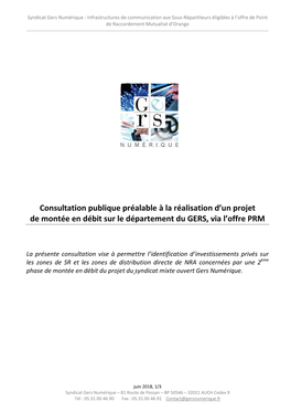 Consultation Publique Préalable À La Réalisation D'un Projet De Montée En