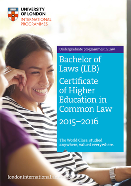 (LLB) Certificate of Higher Education in Common Law 2015–2016