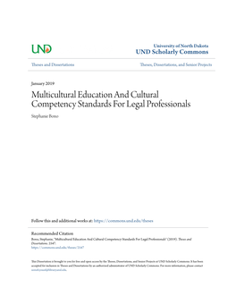 Multicultural Education and Cultural Competency Standards for Legal Professionals Stephanie Bono