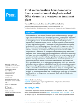 Examination of Single-Stranded DNA Viruses in a Wastewater Treatment Plant