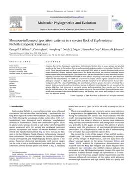 Monsoon-Influenced Speciation Patterns in a Species Flock Of