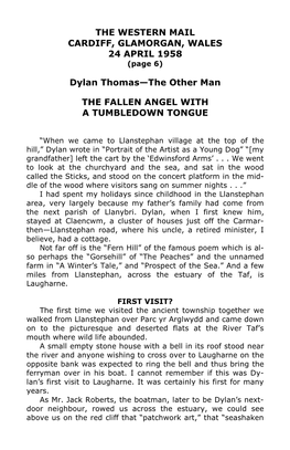 THE WESTERN MAIL CARDIFF, GLAMORGAN, WALES 24 APRIL 1958 (Page 6)