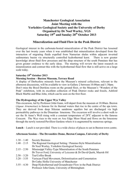 Manchester Geological Association Joint Meeting with the Yorkshire