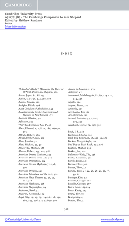 The Cambridge Companion to Sam Shepard Edited by Matthew Roudane Index More Information