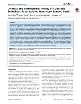 Diversity and Antimicrobial Activity of Culturable Endophytic Fungi Isolated from Moso Bamboo Seeds