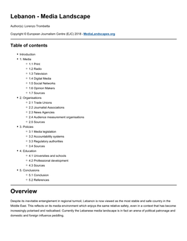 Lebanon - Media Landscape