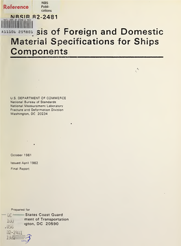 Analysis of Foreign and Domestic Material Specifications for Ships Components