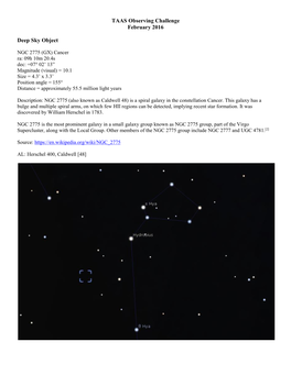 TAAS Observing Challenge February 2016 Deep Sky Object