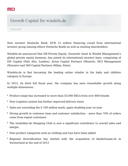 Growth Capital for Windeln.De