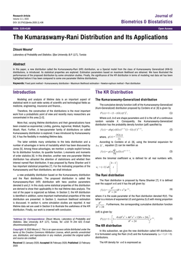 The Kumaraswamy-Rani Distribution and Its Applications