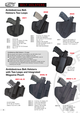 BELT HOLSTERS Ambidextrous Belt 202 Holsters Two Loops 203
