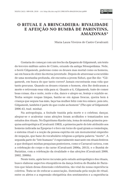 O Ritual E a Brincadeira: Rivalidade E Afeição No Bumbá De Parintins, Amazonas*