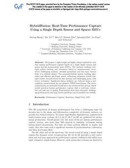 Hybridfusion: Real-Time Performance Capture Using a Single Depth Sensor and Sparse Imus