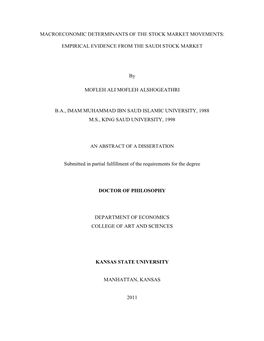 Macroeconomic Determinants of the Stock Market Movements