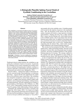 A Biologically Plausible Spiking Neural Model of Eyeblink Conditioning in the Cerebellum Andreas Stockel¨ (Astoecke@Uwaterloo.Ca)1 Terrence C