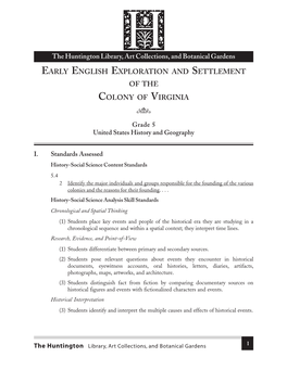 Early English Exploration and Settlement of the Colony of Virginia 