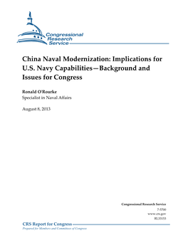 China Naval Modernization: Implications for U.S. Navy Capabilities—Background and Issues for Congress