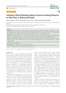 Voluntary Wheel Running Induces Exercise-Seeking Behavior in Male Rats: a Behavioral Study