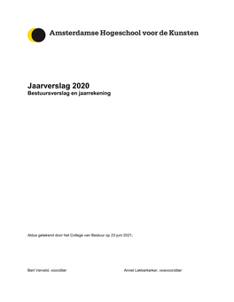 Jaarverslag 2020 Bestuursverslag En Jaarrekening