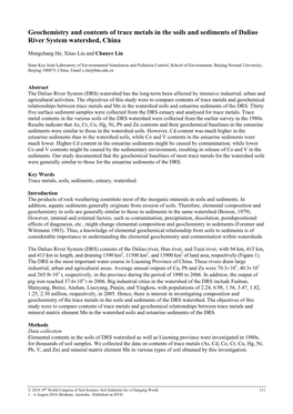 Geochemistry and Contents of Trace Metals in the Soils and Sediments of Daliao River System Watershed, China