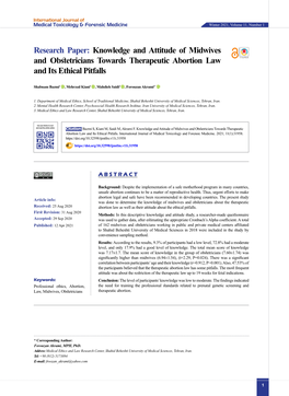 Knowledge and Attitude of Midwives and Obstetricians Towards Therapeutic Abortion Law and Its Ethical Pitfalls