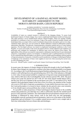 Development of a Rainfall-Runoff Model: Suitability Assessment in the Morava River Basin, Czech Republic