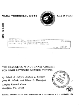 The Cryogenic Wind-Tunnel Concept for High Reynolds Number Testing