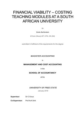 Financial Viability – Costing Teaching Modules at a South African University