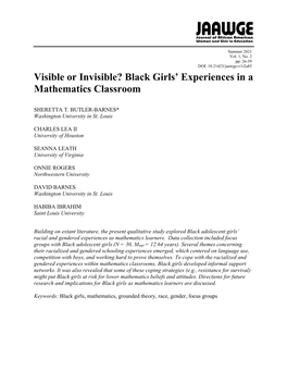 Black Girls' Experiences in a Mathematics Classroom