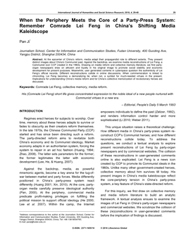 When the Periphery Meets the Core of a Party-Press System: Remember Comrade Lei Feng in China's Shifting Media Kaleidscope