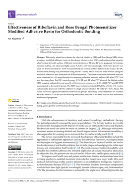 Effectiveness of Riboflavin and Rose Bengal Photosensitizer Modified