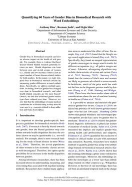 Quantifying 60 Years of Gender Bias in Biomedical Research with Word Embeddings