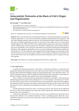 Autocatalytic Networks at the Basis of Life's Origin And