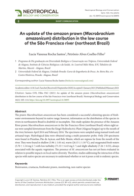 An Update of the Amazon Prawn (Macrobrachium Amazonicum) Distribution in the Low Course of the São Francisco River (Northeast Brazil)