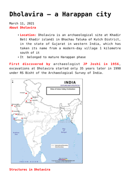 Dholavira – a Harappan City