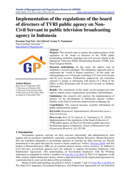 Implementation of the Regulations of the Board of Directors of TVRI Public