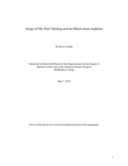 Songs of My Soul: Healing and the Black Music Tradition