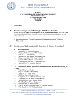 State of Connecticut State Elections Enforcement Commission