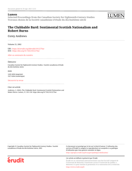 Sentimental Scottish Nationalism and Robert Burns Corey Andrews